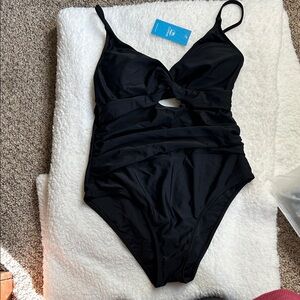 NWT Cupshe Black Womens One Piece Swimsuit